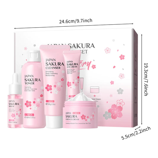 Brightening Glow Skincare Products 5Pcs Facial Kit Skin Care Set (New) Sakura Skin Care Sets - UNAKIT