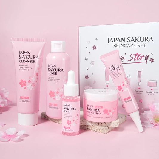 Brightening Glow Skincare Products 5Pcs Facial Kit Skin Care Set (New) Sakura Skin Care Sets - UNAKIT