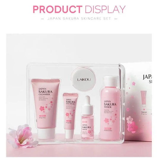 5/3pcs/Set Sakura Skin Care Sets Face Cream Serum Toner Facial Cleanser Sunscreen Eye Cream Gift Box Face Skin Care Set Product - UNAKIT