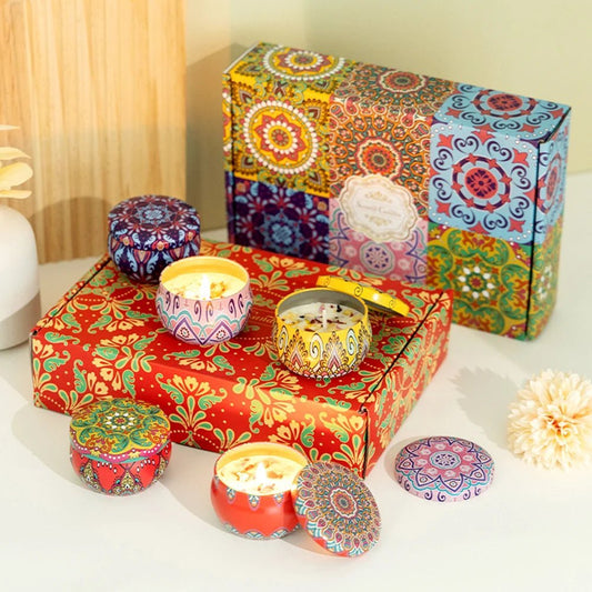 6/4pack mixed Scented Candles Jar Vintage Flower Candle Jars Soy Wax Fragrance Candle Wedding Birthday Gift Home Decoration - UNAKIT