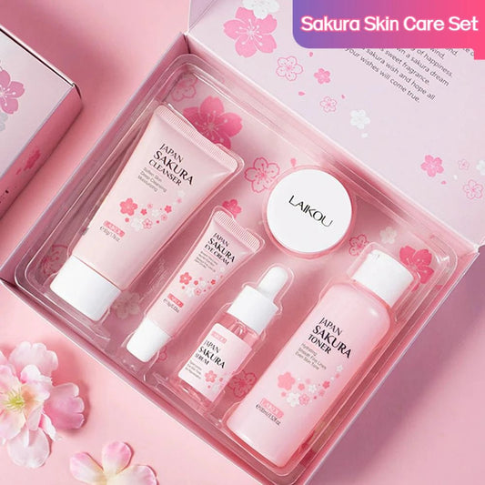 5/3pcs/Set Sakura Skin Care Sets Face Cream Serum Toner Facial Cleanser Sunscreen Eye Cream Gift Box Face Skin Care Set Product - UNAKIT